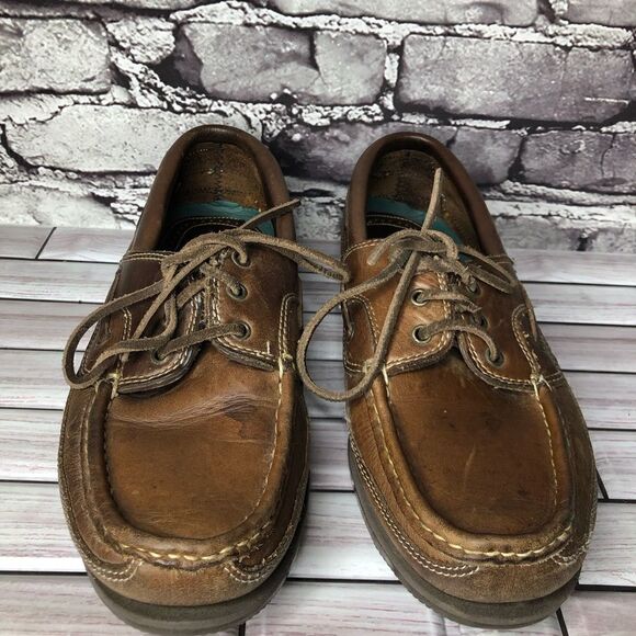 New Terrain Goodyear Brown Genuine Leather Boat Lace Casual Shoes Men Sz 8.5D US - Picture 3 of 15